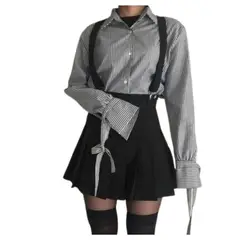 RAINBOW MODA - Falda plisada colegiala con tirantes
