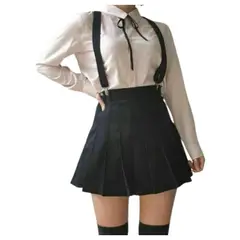 RAINBOW MODA - Falda plisada colegiala con tirantes