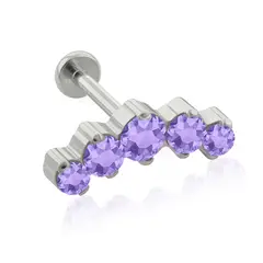 AGHA JEWELRY - Titanio Arete piercing Curvo 5 joyas Cristal Zirconia Cúbica para Lóbulo