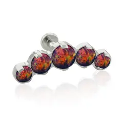 AGHA JEWELRY - Titanio Arete piercing Curvo 5 joyas Opal para Lóbulo