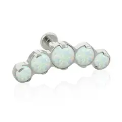 AGHA JEWELRY - Titanio Arete piercing Curvo 5 joyas Opal para Lóbulo
