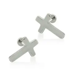 AGHA JEWELRY - Titanio Aretes piercing Cruz Plana para Lóbulo