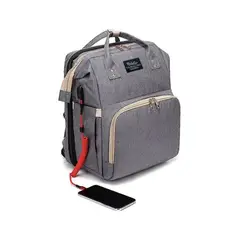 GENERICO - Pañalera Tipo Morral Con Entrada USB Color Gris