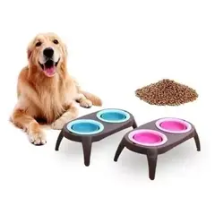 WUUFU - Comedero Elevado Para Mascotas Perros Y Gatos Azul