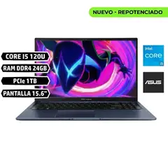 ASUS - Portatil VIVOBOOK X15 CORE I5 120U RAM 24GB SSD 1TB 15,6 FHD AZUL