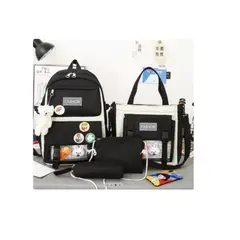 GENERICO - Maleta mochila morral bolso estuche escolar viajero 5 pz negro
