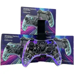 GENERICO - Control Inalambrico Gamepad Transparente Rgb Porta Celular