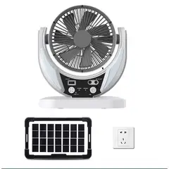 GENERICO - Ventilador Portátil Aire Acondicionado Solar Radio Lámpara Led