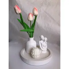 DECORACIONES ALE Y GABI - CENTRO DE MESA DECORATIVO KALIO Y TULIPANES ROSADOS