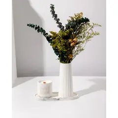 DECORACIONES ALE Y GABY - Centro De Mesa Jarron Plato , flores y Vela Decorativa