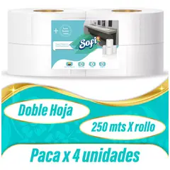 SOFI - Papel Higiénico Jumbo Institucional 250mts X4 Und Marca