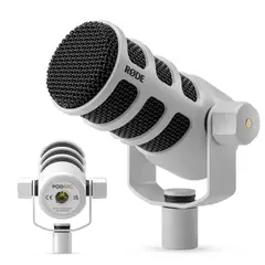 RODE - PodMic Blanco Micrófono de podcasting dinámico