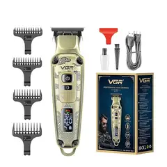 VGR - Cortadora de cabello con carcasa de metal premium 901 Pantalla LED