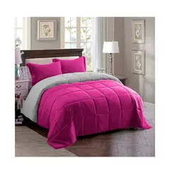 LENCICOL - Edredón Premium Doble Fucsia-Gris