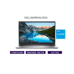 DELL - PORTATIL INSPIRON 3520 15.6" FHD INTEL CORE I5 1235U RAM 64GB DDR4 SSD 2TB M.2 / COMBO TECLADO Y MOUSE