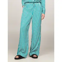 TOMMY HILFIGER - Pantalón verde amplio de rayas con cordón