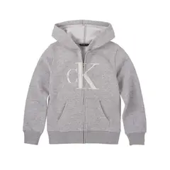CALVIN KLEIN - Buzo gris Con Gorro y Monograma Para Niño