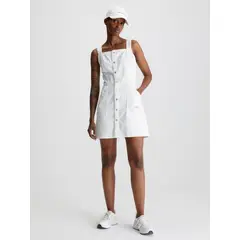 CALVIN KLEIN - Vestido blanco utility con botones