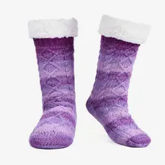 ROCKDOVE - Medias Térmicas Antideslizantes Chenille PurpuraBlanco