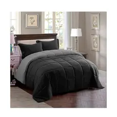 LENCICOL - Edredón Premium Semidoble Negro-Gris