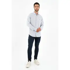 TENNIS - Camisa azul con mini raqueta bordada para hombre