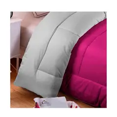 LENCICOL - Edredón Premium King Fucsia-Gris