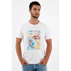 TENNIS - Camiseta cuello redondo blanca para hombre