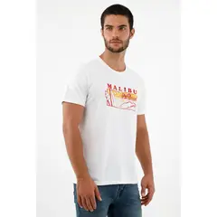 TENNIS - Camiseta blanca estampada en frente para hombre