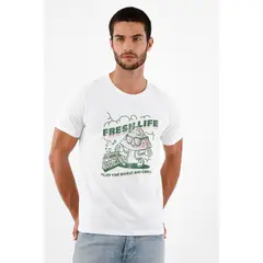 TENNIS - Camiseta blanca estampada para hombre
