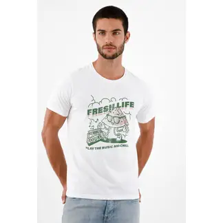 TENNIS - Camiseta blanca estampada para hombre