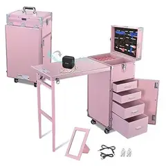 ZHOPI CO - Mesa Maleta De Manicura Plegable Con Ruedas