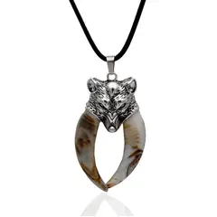 GENERICO - Collar Lobo Doble Colmillo + Estuche