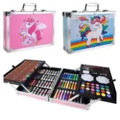 GENERICO - Kit/set De Arte Dibujo Maletin Metalico 145 Piezas Niños