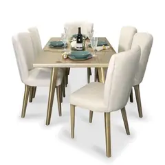 ELITE LIVING - MESA COMEDOR REGINA 6P CHAMPAÑA CHAMPAÑA