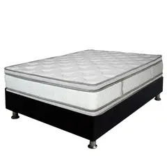 PLUMA HOME - Colchón Ortopedico Gold Pillow + Base 140 x 190 cm + 2 Alm + Protecto.
