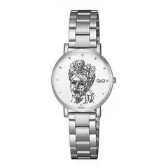Q AND Q - Reloj Q&q Qyq Elegante Frida Kahlo Acero + Estuche Dama
