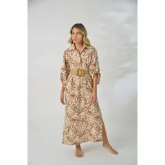 LORELLA - VESTIDO ALAIA ESTAMPADO MARRON_.
