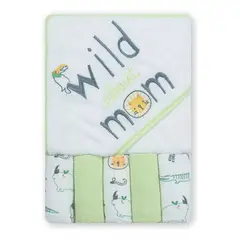 WAKIDS - Toalla Capucha + Babitas Bebe Infantil Color Verde