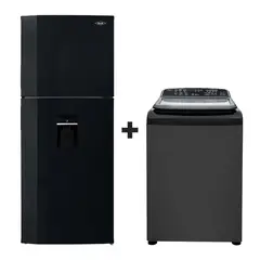 HACEB - Combo Nevera No frost 404Lts negro esmeralda + Lavadora Zou 16Kg