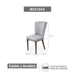 ELITE LIVING - SETX2 SILLA DE COMEDOR REGINA NATURAL OSCURO MICROFIBRA TAUPE