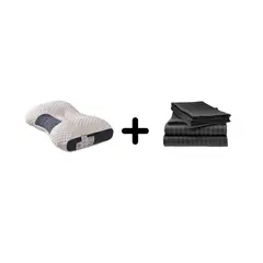 ZHOPI CO - Sabanas Doble Negro mas Una Almohada Cervical de Cuello