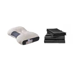 ZHOPI CO - Sabanas Queen Negro mas Una Almohada Cervical de Cuello