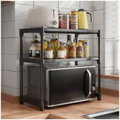 ONE PIXEL - Rack Estante Microondas Organizador Cocina 3 Niveles Negro
