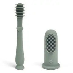 GENERICO - Set Limpiador Lengua Encias Para Bebé Cepillo Y Dedal verde