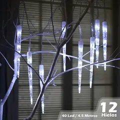 GENERICO - Luz Tipo Hielo 4.5mt 12 Tubos Cortina Decoración Navidad blanco