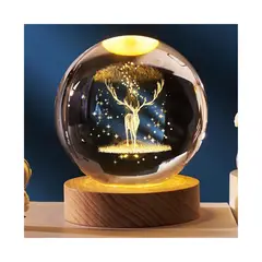 GENERICO - Lampara Led Bola De Cristal Luz Nocturna 3D 8CM
