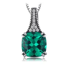 ALHAJAS - Collar Cadena Regalos Para Mujer Esmeralda Y Circones En Plata 925