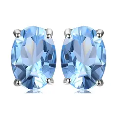 ALHAJAS - Aretes Topos Para Mujer Con Topacio Natural Fabricados En Plata 925