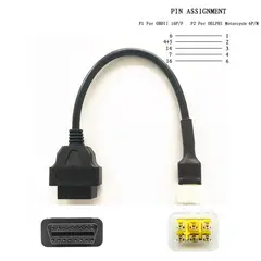 GENERICO - Conector Adaptador Cable Obd Escaner Moto Delphi Benelli