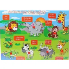 GENERICO - Tabla Didactica de Animales salvajes español e ingles niños